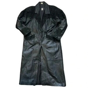 Vintage Greg‎ Bell 💯 Leather Trench Coat-Size Large
